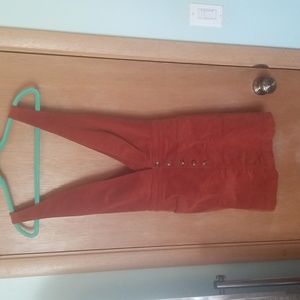 Free People Rust Corduroy Jumper Dress sz 10
